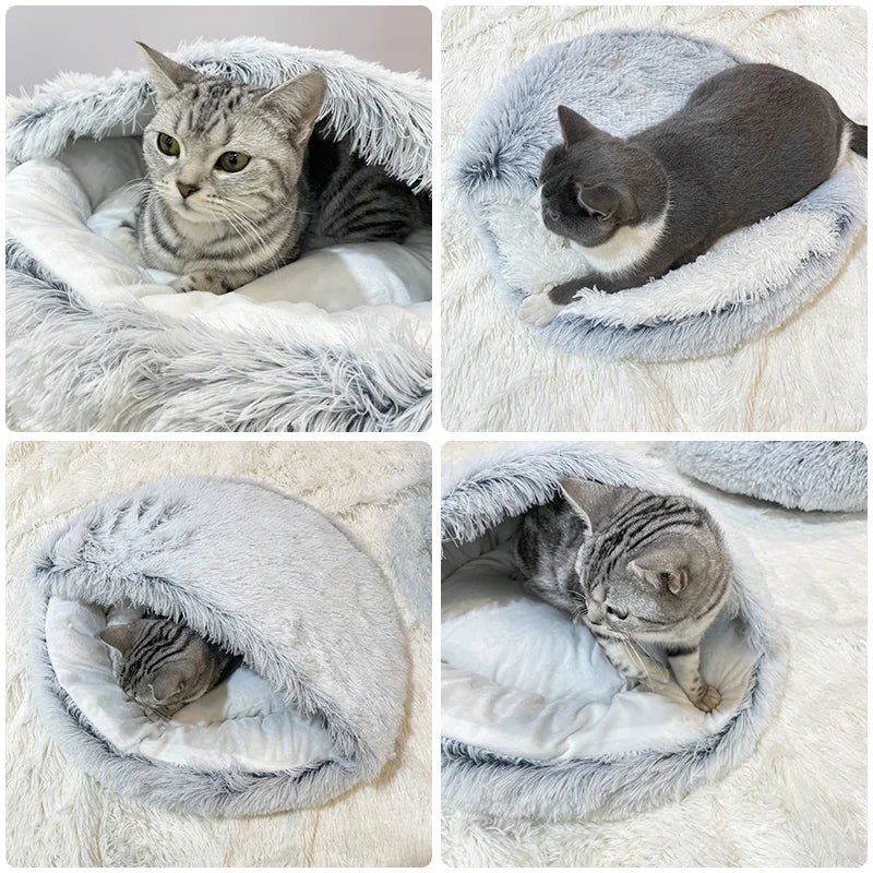 Cat Igloo Plush Bed with Tent Opening