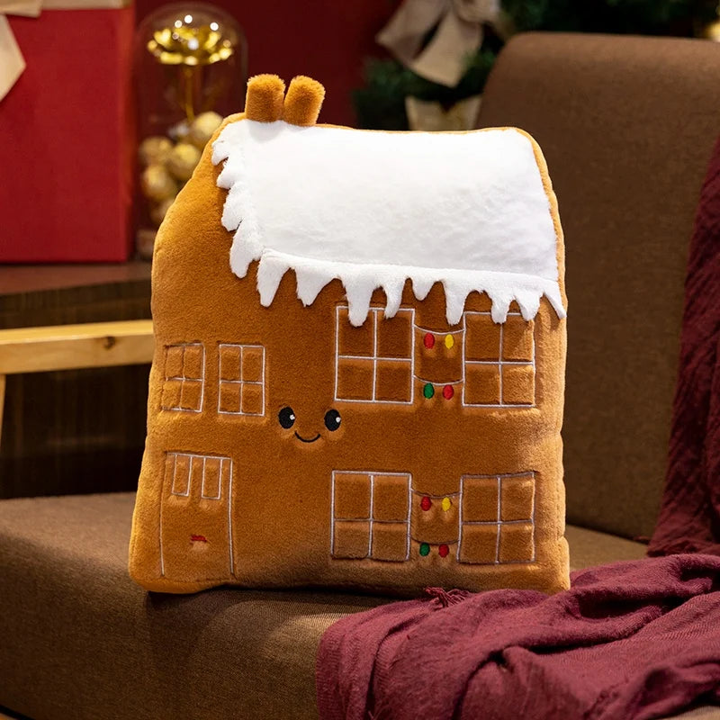 Snow-Capped Gingerbread House Plushie Decoration