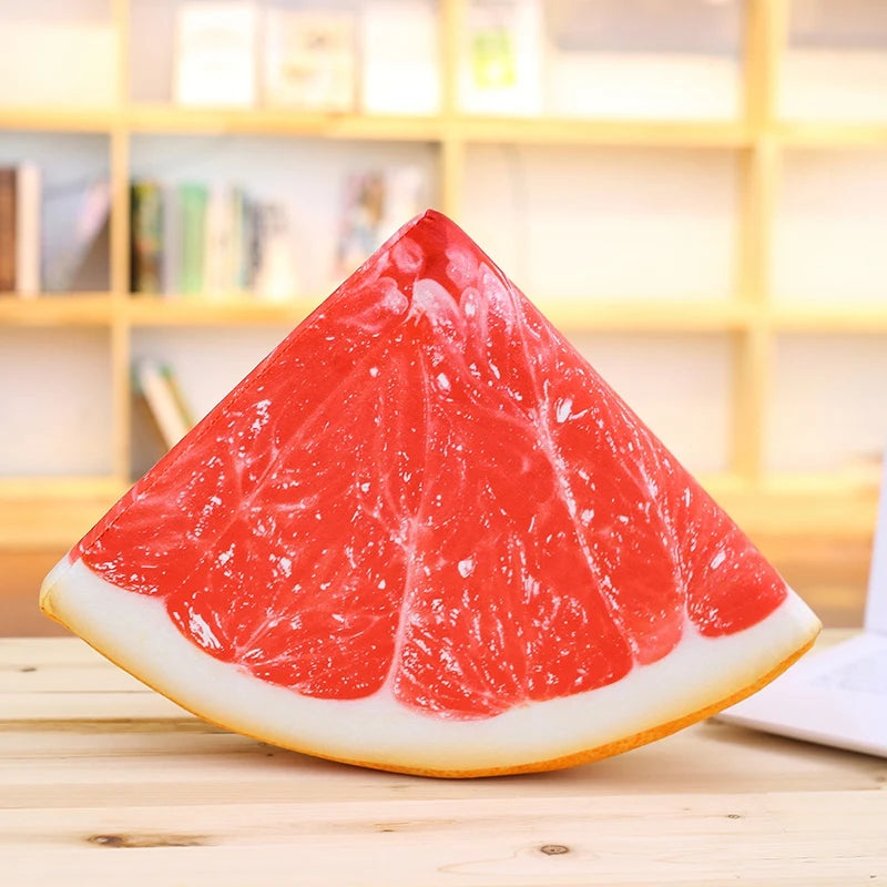 Quarter Grapefruit Slice Printed Fruit Pillow