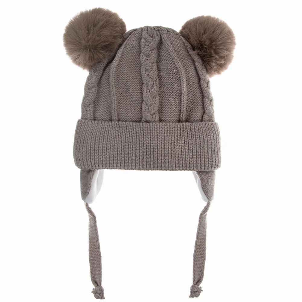 Pompom Ears Plush Winter Hat
