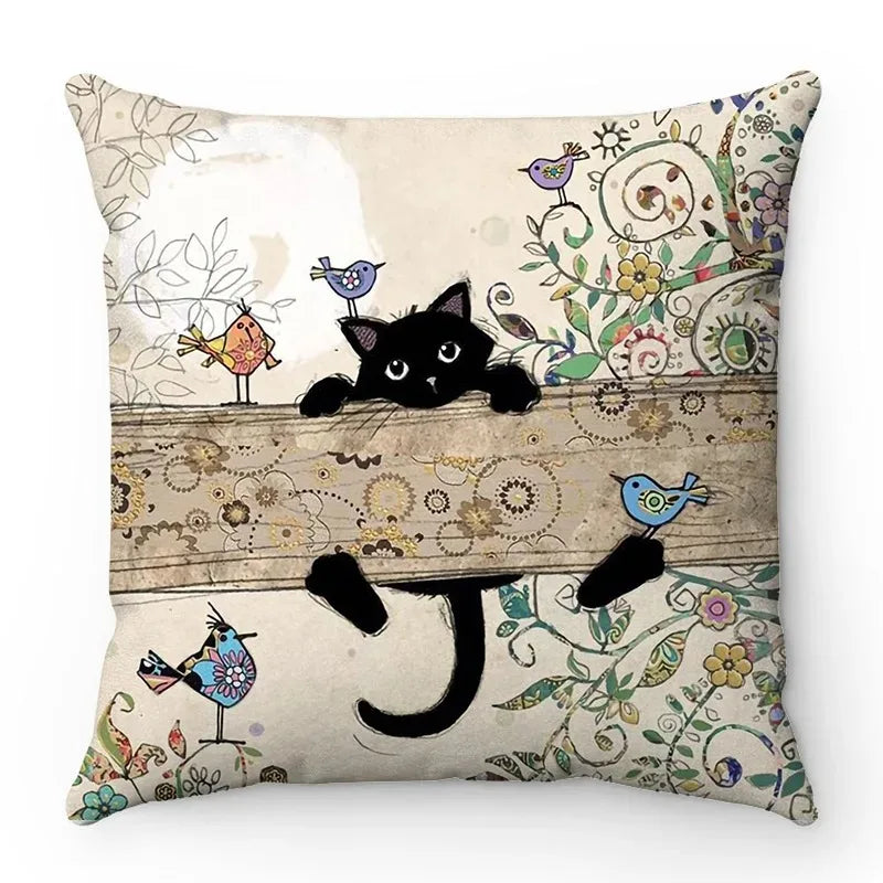 Mischievous Kitten Outdoors Plush Pillow Case