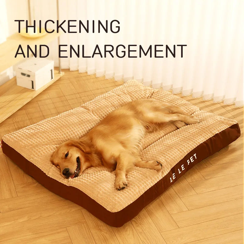 Waffle-Knit Flannel Rectangular Plush Dog Mattress