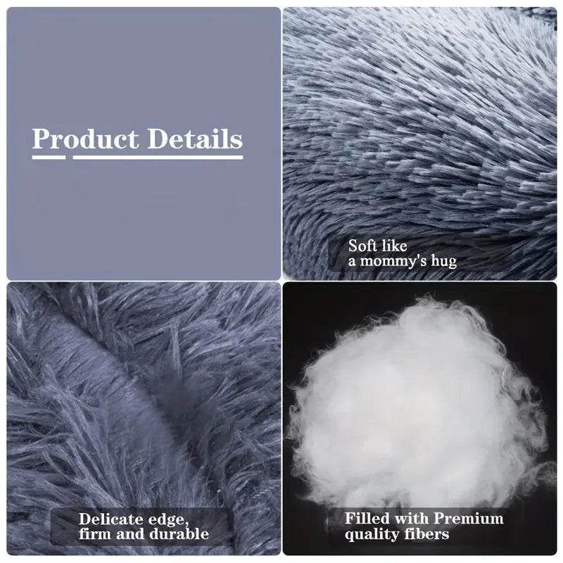 Round Fluffy Plush Dog Bed