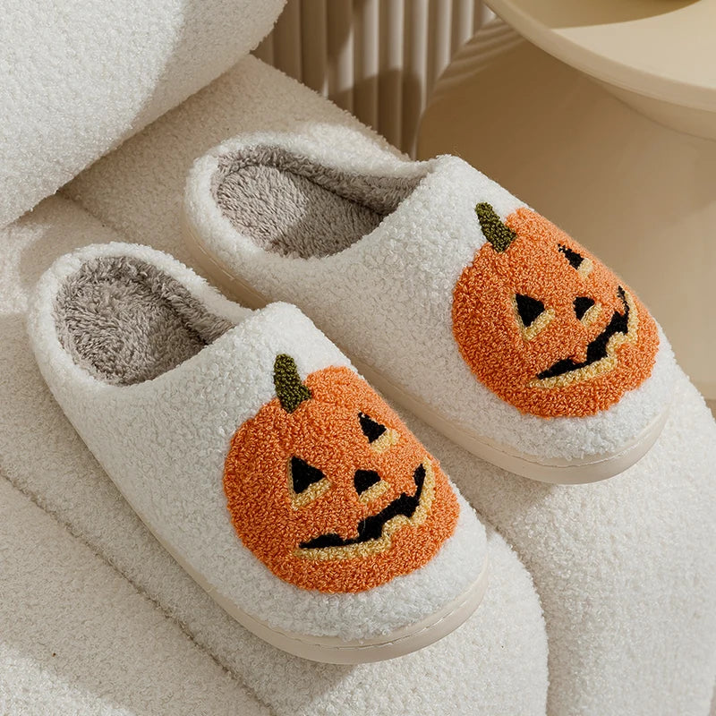 Jack-O'-Lantern Plush Slippers