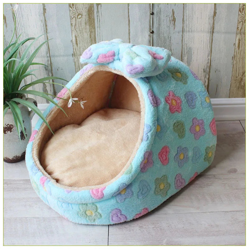 Luxe Plush Pet Crib with Bow