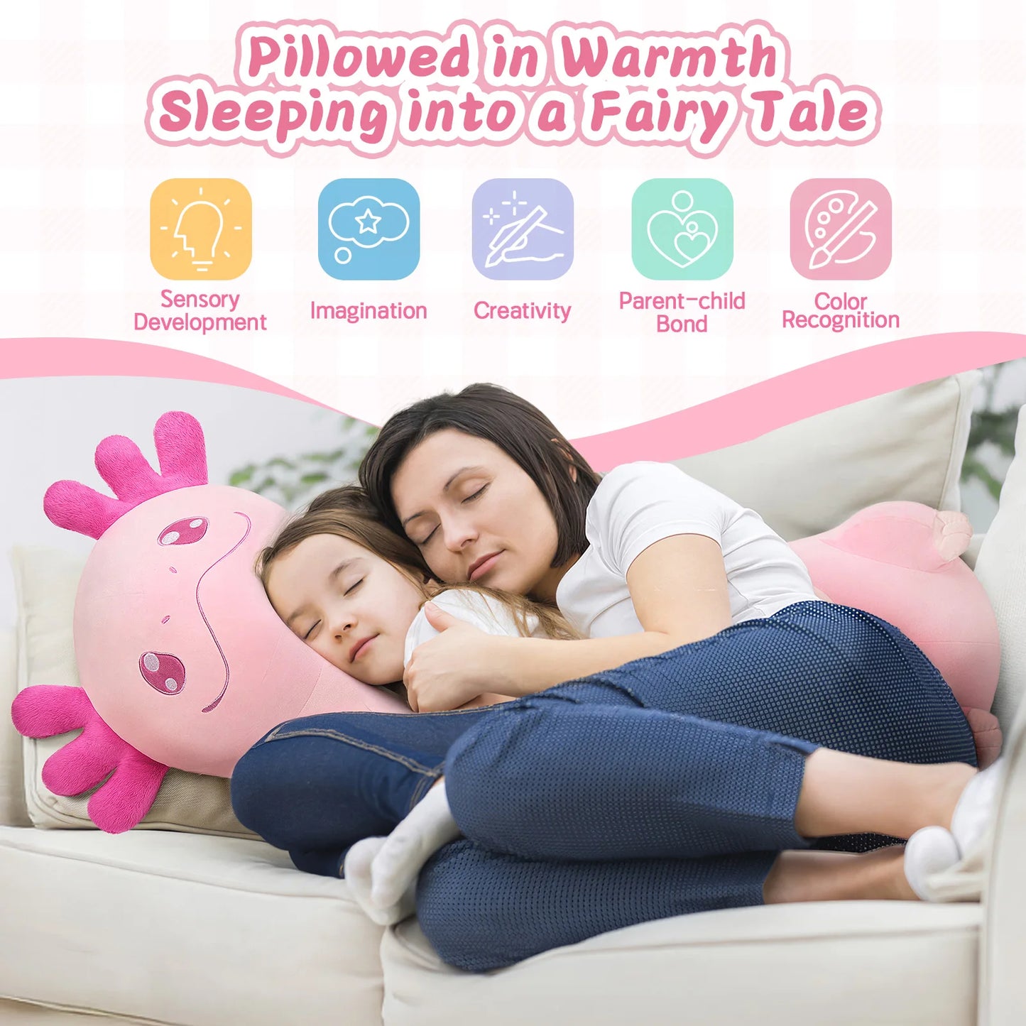 Axolotl Body Pillow Plushie Long Stuffed Animal