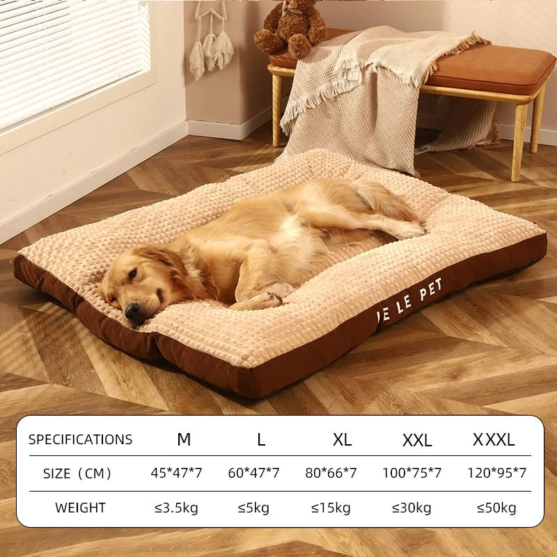 Waffle-Knit Flannel Rectangular Plush Dog Mattress