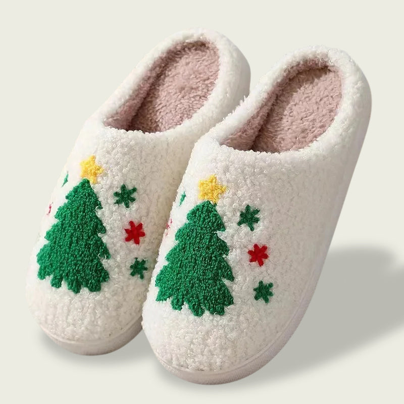 Christmas Tree Plush Slippers