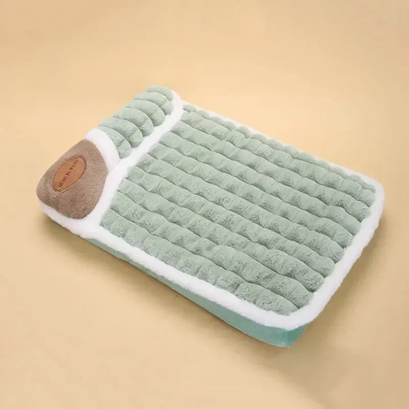 Pet Plush Mattress with Built-In Pillow