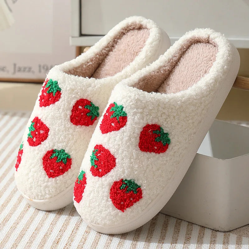 Strawberry Plush Slippers