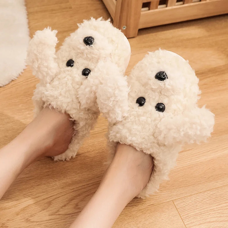 Toy Poodle Plush Slippers