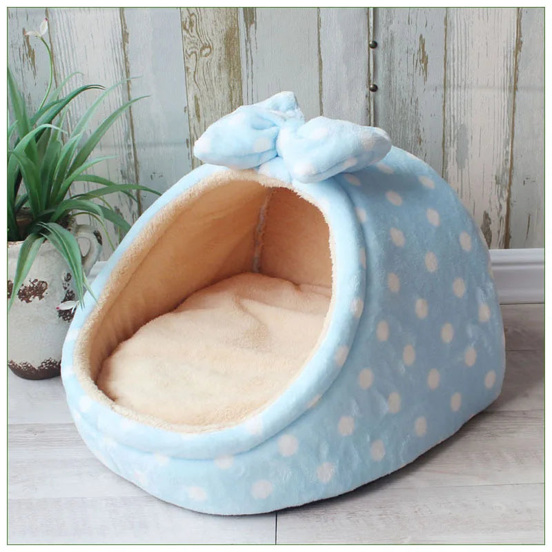Luxe Plush Pet Crib with Bow