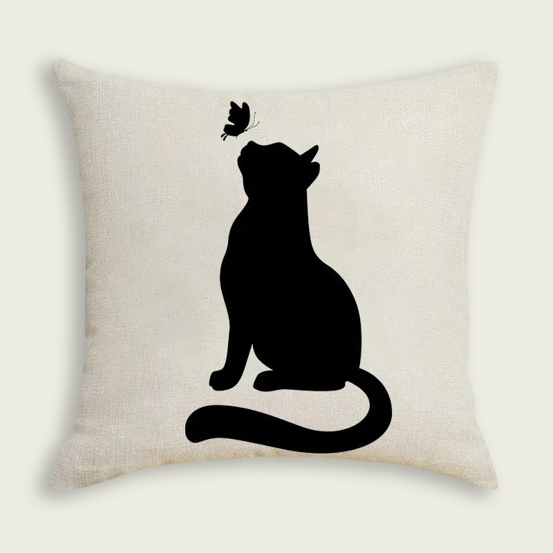 Cat and Butterfly Plush Pillow Case