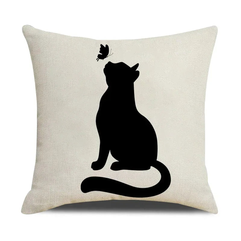 Cat and Butterfly Plush Pillow Case