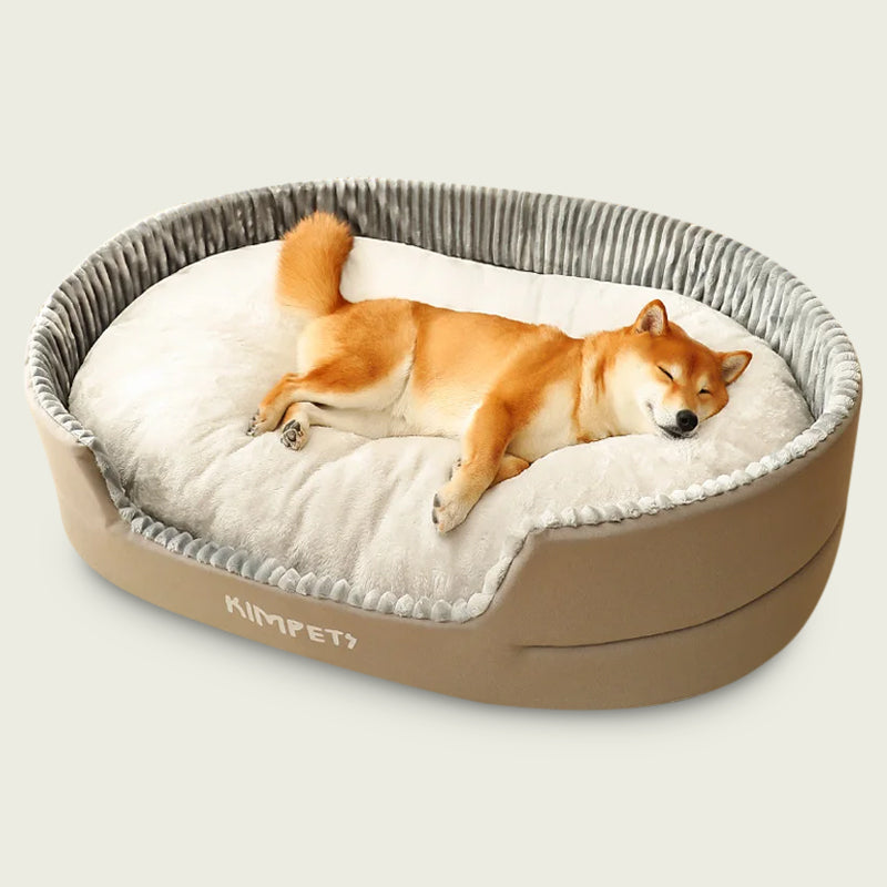 Plush-Ribbed Dog Bed