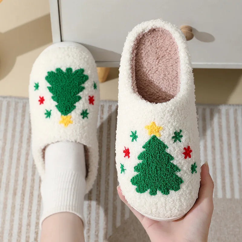 Christmas Tree Plush Slippers