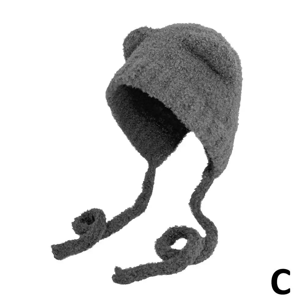 Bear Ears Plush Beanie Knit Hat