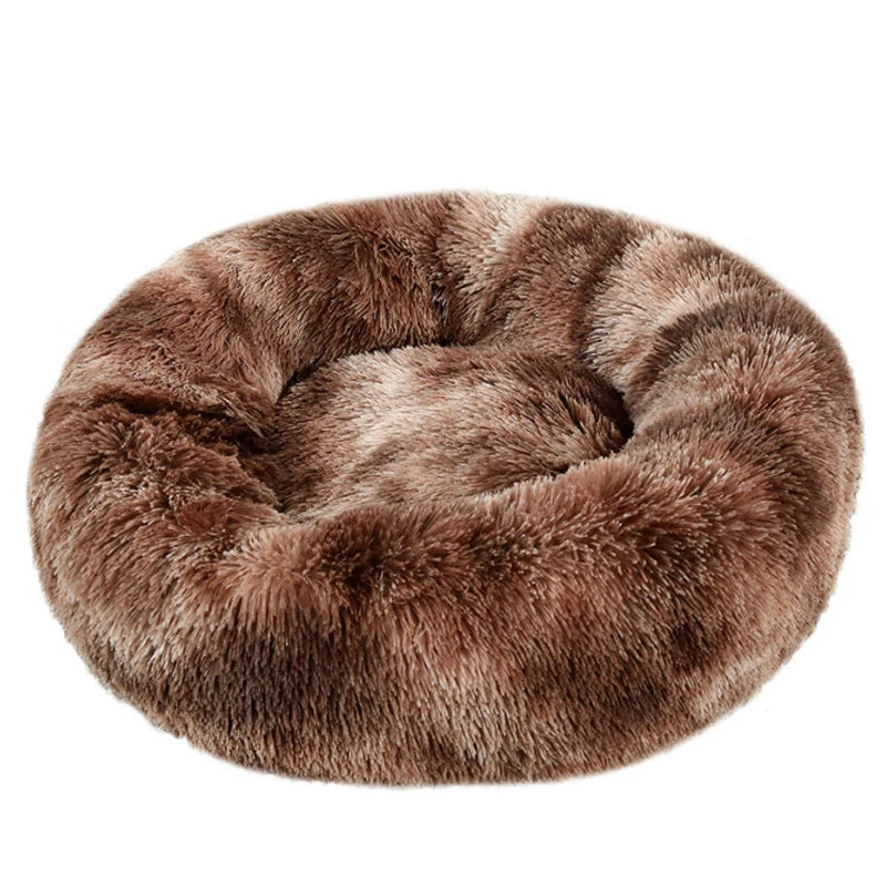 Round Fluffy Plush Dog Bed