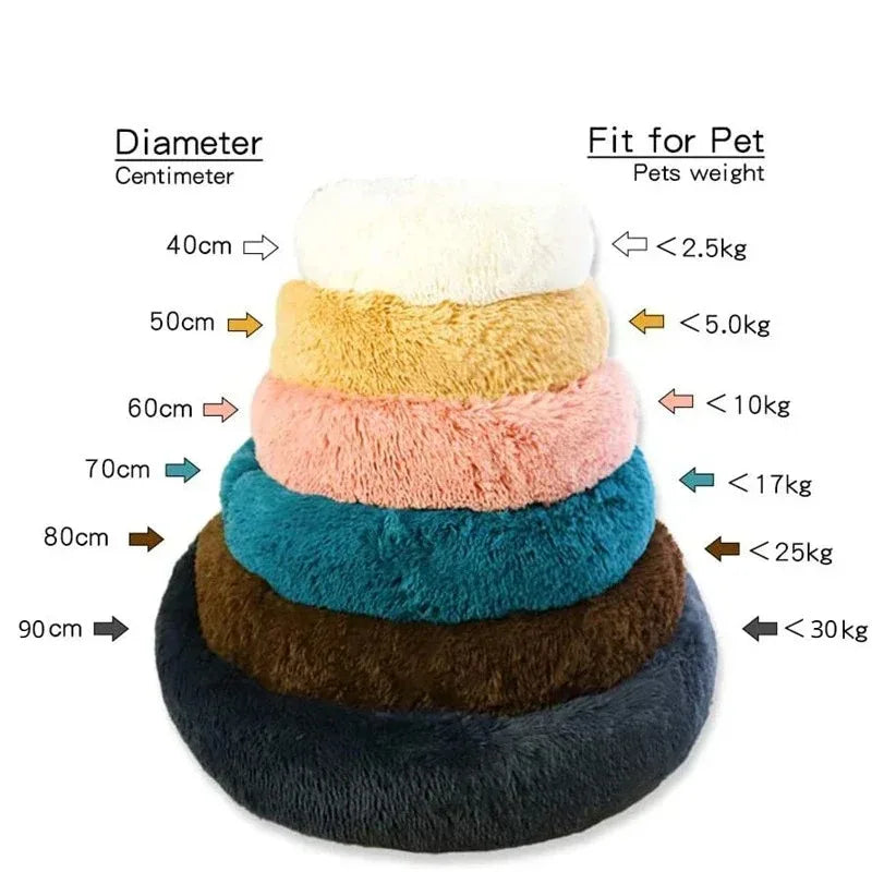 Round Fluffy Plush Dog Bed
