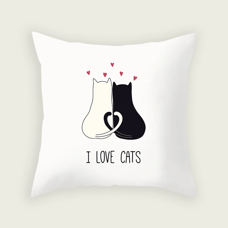 I Love Cats Plush Pillow Case