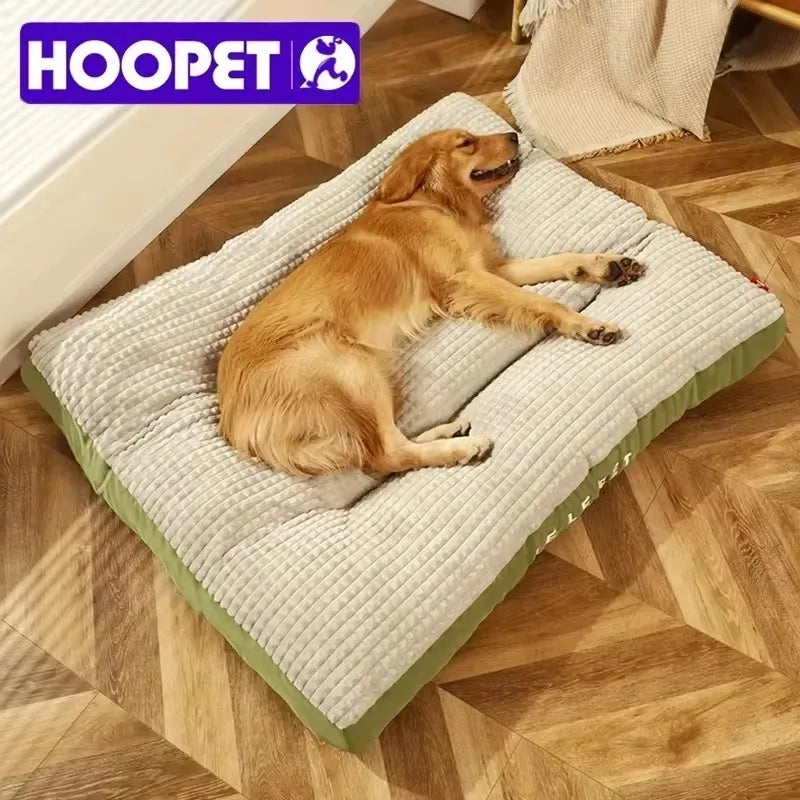 Waffle-Knit Flannel Rectangular Plush Dog Mattress