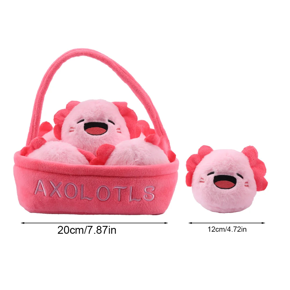 Basket of Axolotl Plushies