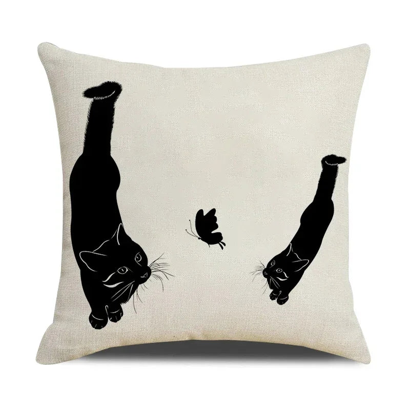 2 Cats Observing a Butterfly Plush Pillow Case