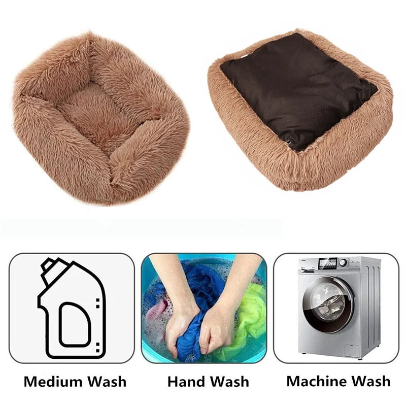 Rectangle Plush Dog/Cat Bed with Soft Lacy Frills