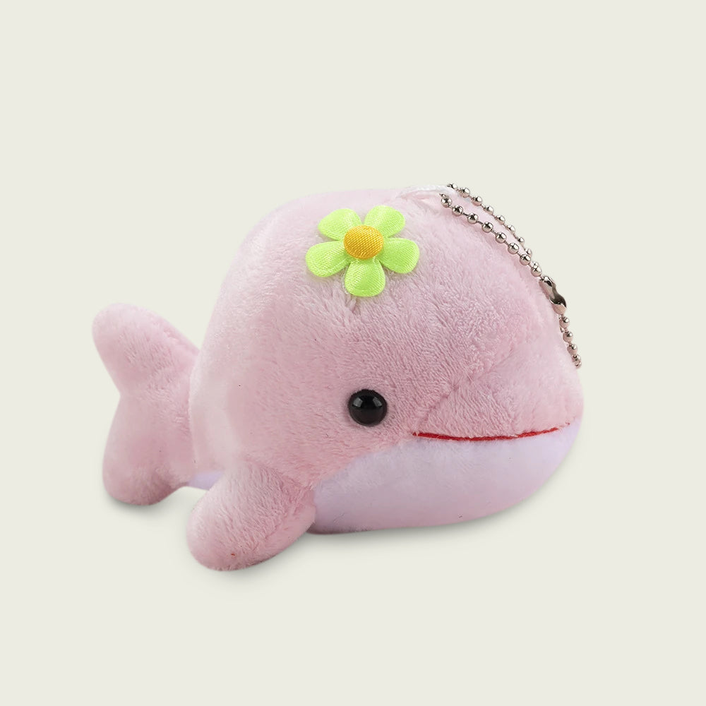 Baby Whale with Flower Plushie Stuffed Animal Keychain