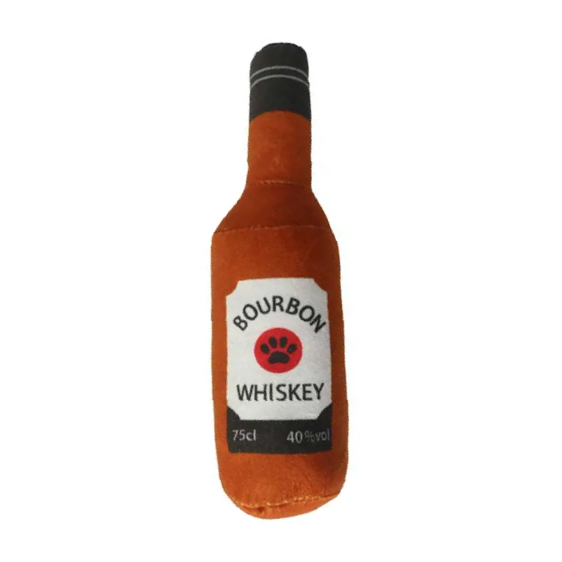 Bourbon Whiskey Dog Plushie Squeaker Toy