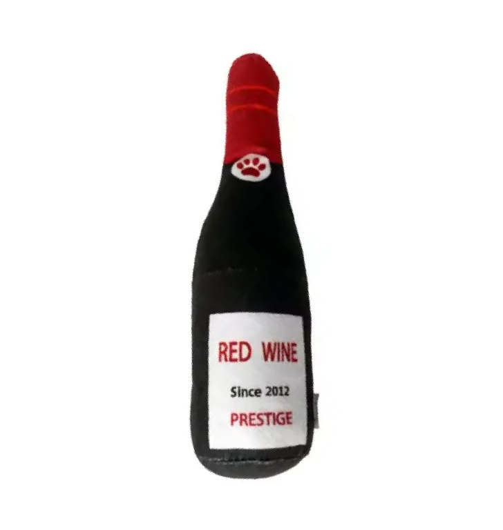 Red Wine Dog Plushie Squeaker Toy