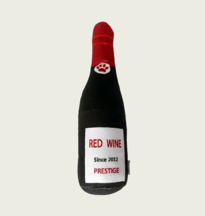 Red Wine Dog Plushie Squeaker Toy