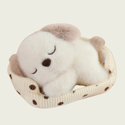 Baby Puppy Sleeping in Bed