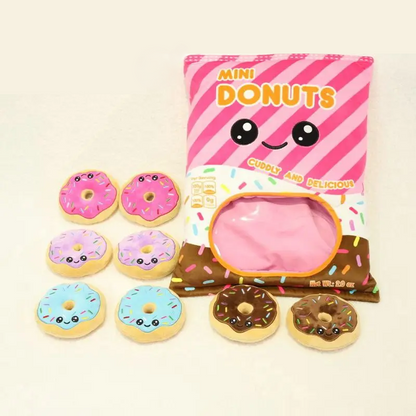 Bag of Frosted Donut Stuffed Treat Plushes