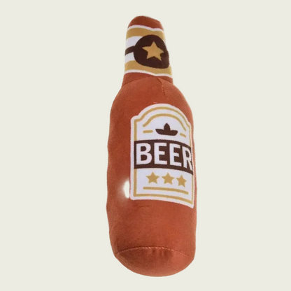 Brown Ale Beer Bottle Dog Squeaker Toy Plush
