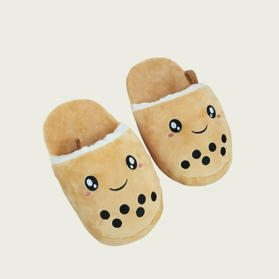 Brown Sugar Boba Bubble Tea Plushie Slippers