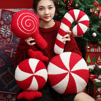 Peppermint Candy with Wrapper Plush Pillow