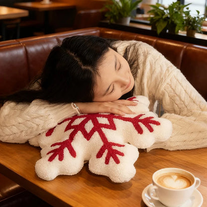 Red Snowflake Plush Pillow