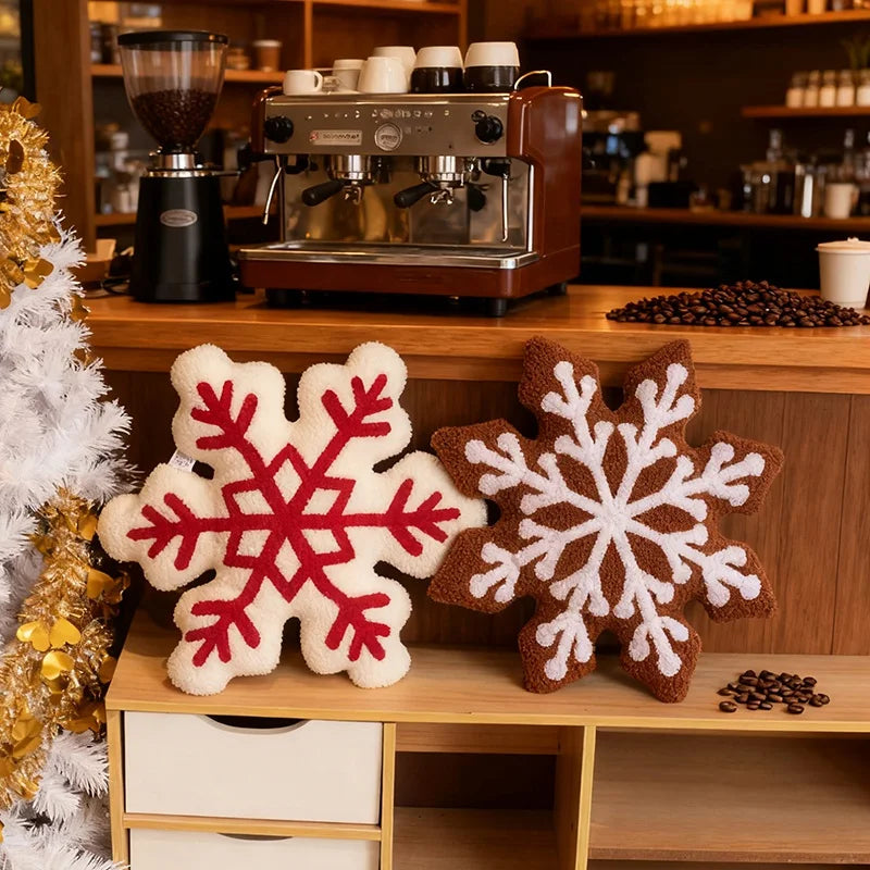 Red Snowflake Plush Pillow