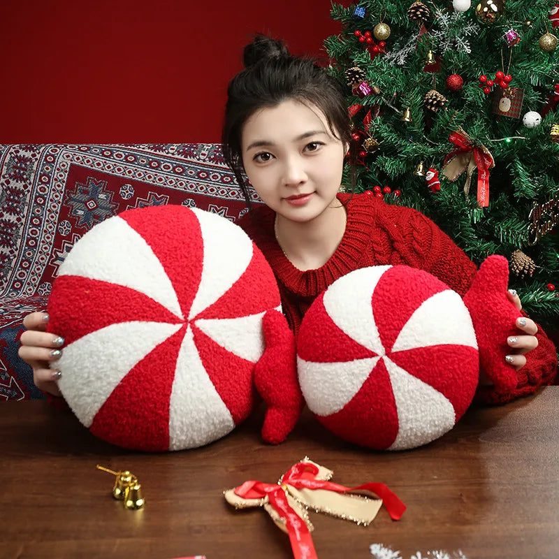 Peppermint Candy with Wrapper Plush Pillow