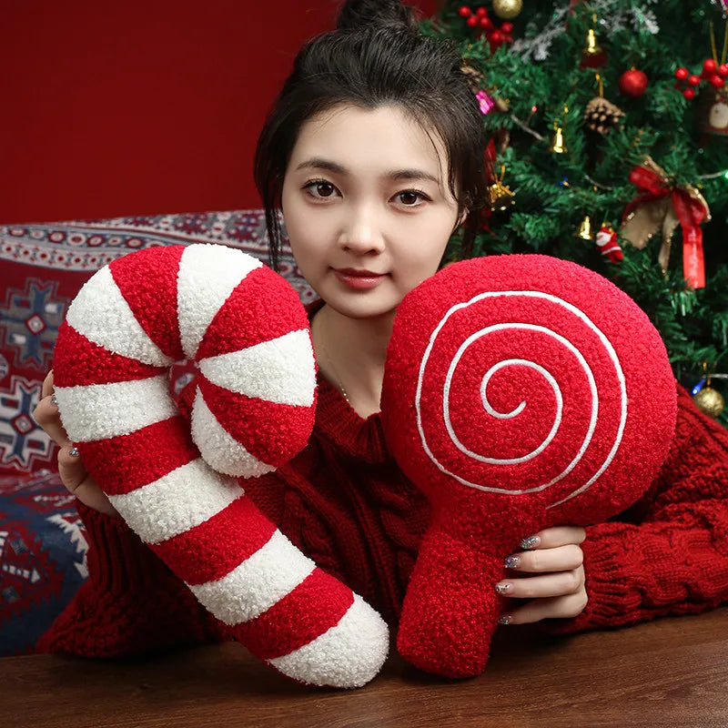 Candy Cane Plush Pillow