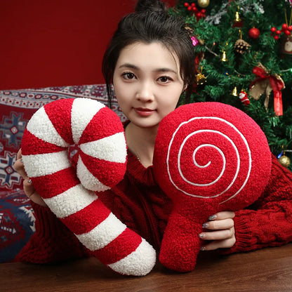 Candy Cane Plush Pillow