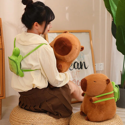 Capybara with Turtle Tortoise Backpack 9.1"-17.7" Plushie