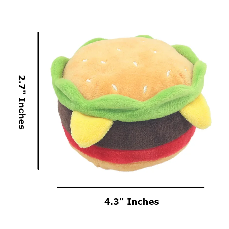 Cheeseburger Fast Food Dog Squeaker Plush Toy
