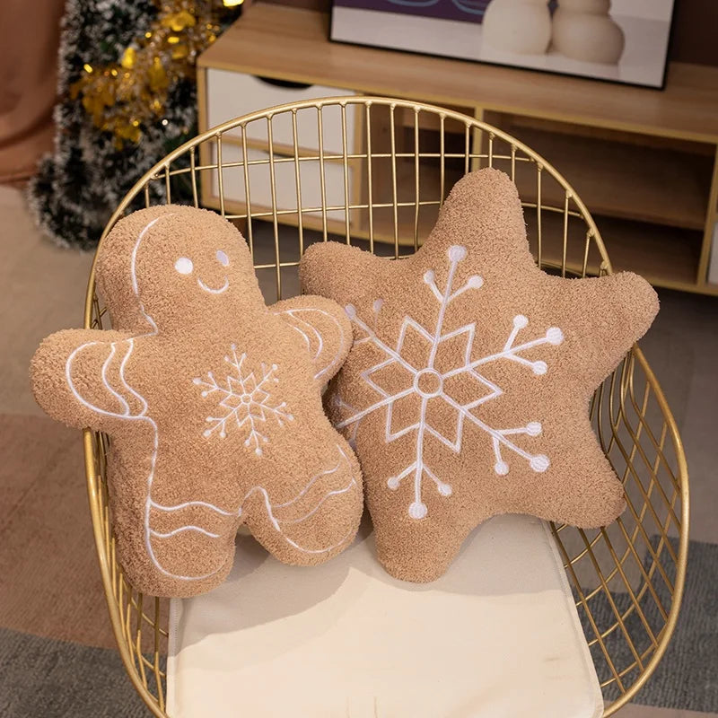 Snowflake Chestnut Brown Plush Pillow
