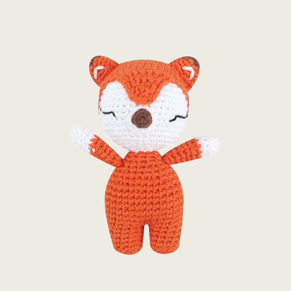 Baby Fox Kit Crochet Plushie 4.3" Crocheted Stuffed Animal