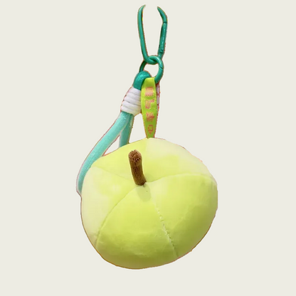 Green Apple Plush Keychain with Carabiner & Wristlet
