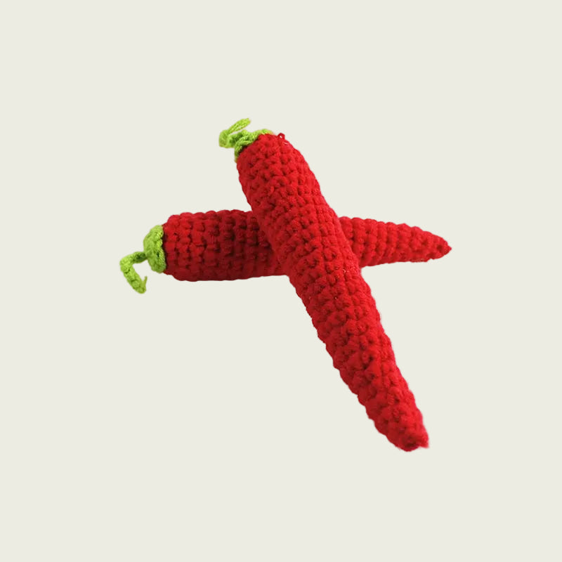 Plush Wool-Knit Chile Pepper