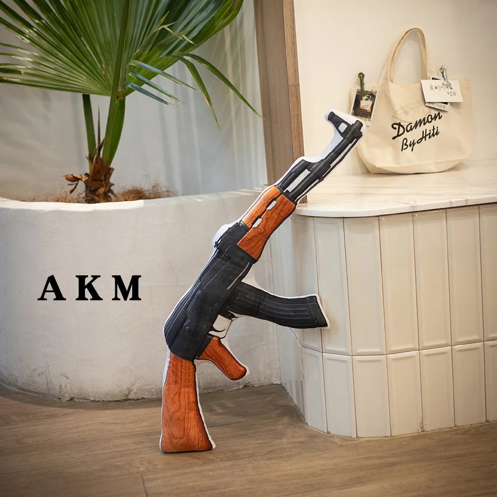 Fake Soviet AKM Assault Rifle Printed Plush Toy