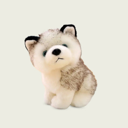 Husky Puppy Dog with Green Eyes Plushie 7.8" Stuffed Animal